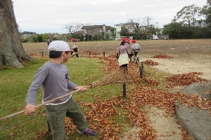 業間休みにボランティア